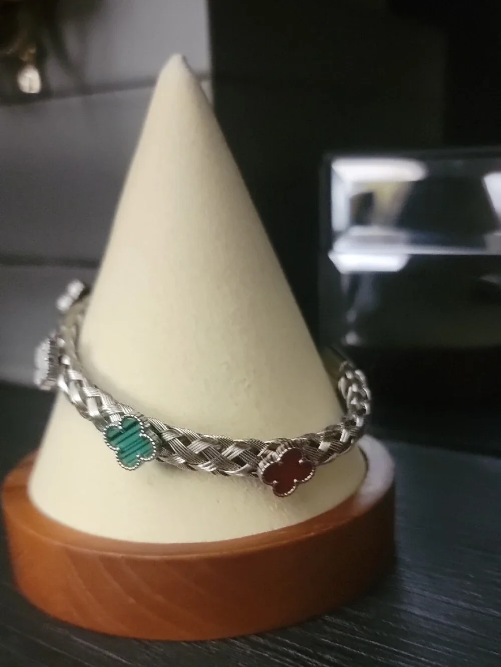 Set Of Two Multicolor Clover Charm Braided Bracelet - Women's Jewelry